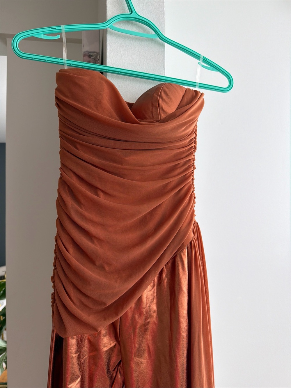 Fashion Nova Metallic bronze Strapless Jumpsuit - Picture 4 of 10